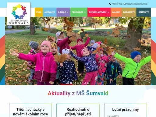 mateřská škola šumvald - nabízíme kvalitní výchovné a vzdělávací působení přiměřené věku dětí, příznivé sociální klima, bezpečně a účelně vybavené prostředí a individuální přístup.