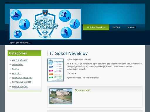 sport, sokol neveklov, fotbal, ubytování