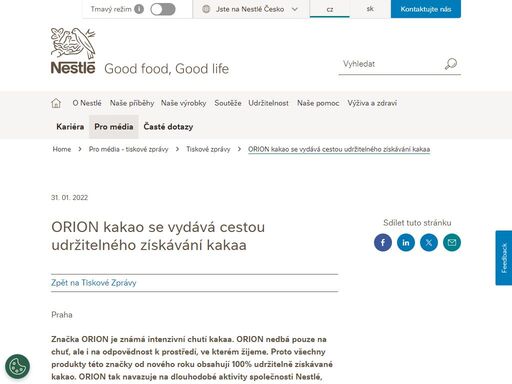 nestlé je největší světová společnost vyrábějící potraviny a nápoje. odemykáme sílu jídla ke zvýšení kvality života pro každého, dnes i pro další generace.
