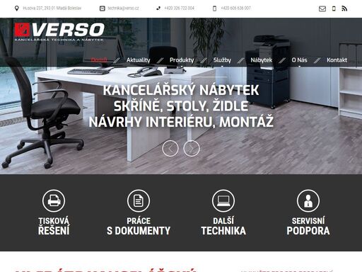 verso - kancelářská technika a nábytek. zastupce značek develop, canon, brother a hobis pro mladou boleslav a okolí