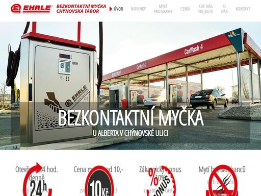 samoobslužná bezkontaktní myčka automobilů v táboře