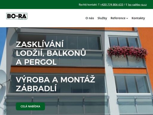 firma bo-ra hranice s.r.o. provádí zasklívání lodžií, balkónů a pergol. vyrábí hliníkové zábradlí, vhodné zejména pro panelové domy