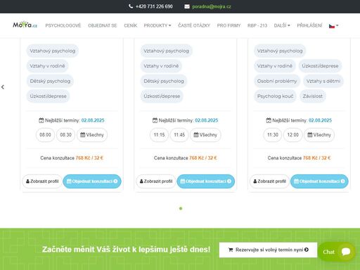 pokud hledáte pomoc psychologa, obraťte se na naši poradnu, kde k dnešnímu dni pracuje již 79 psychologů z různých odvětví psychologie. proto jsme vám schopni pomoci téměř s každým problémem. konzulaci s psychologem můžete mít online prakticky odkudkoliv.