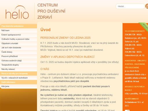 centrum pro duševní zdraví  a psychiatrická ambulance na praze 9 - letňany včetně terapeutických kurzů.