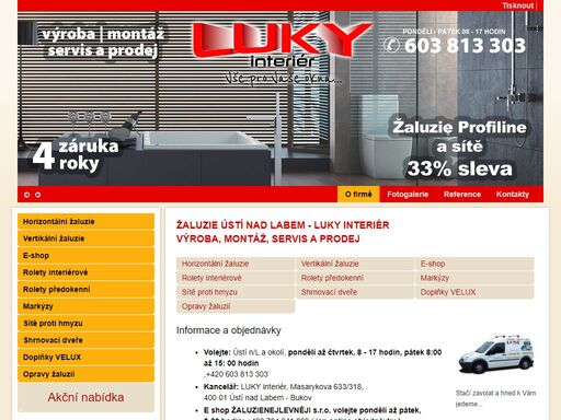 žaluzie ústí nad labem, interiéry - výroba, montáž, servis a prodej