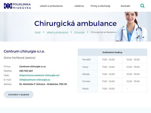 stránky soukromé polikliniky v ostravě - hrabůvce