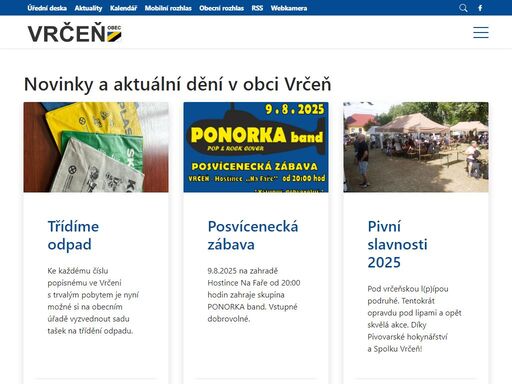 kompletní informace pro občany obce vrčeň, návštěvníky i turisty. obec se nachází 35 km jihovýchodně od plzně v okrese plzeň-jih, 4 km od centra města nepomuk.
