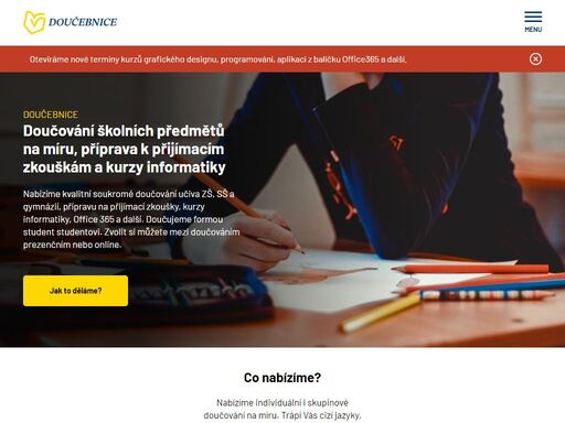 individuální doučování zš, sš a gymnázií, příprava na přijímací zkoušky a kurzy it. prezenčně i online, výuka student studentovi na míru.