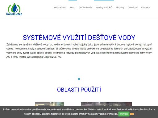 společnost dolium-tech a wisy ag - využití dešťové vody a nádrže na dešťovou vodu, popisuje jak funguje zachycení dešťové vody, jak dešťovou vodu využívat a jak vybrat akumulační nádrž. společnost nabízí nádrže na dešťovou vodu včetně čerpací techniky,filtrů dešťové vody, doplňování pitné vody, vsakovací moduly a další příslušenství týkající se dešťové vody.