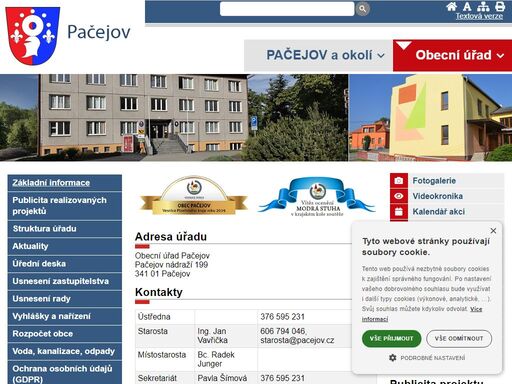 oficiální stránky obecního úřadu pačejov. informace pro občany a podnikatele.