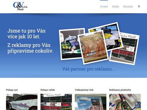 reklamní agentura v plzni zabývající se výrobou reklamních předmětů, polepy aut a výloh, výrobou vizitek a razítek. specialitami je výroba raznic, zlacení, slepotisk, potisk textilu a velkoplošný tisk.