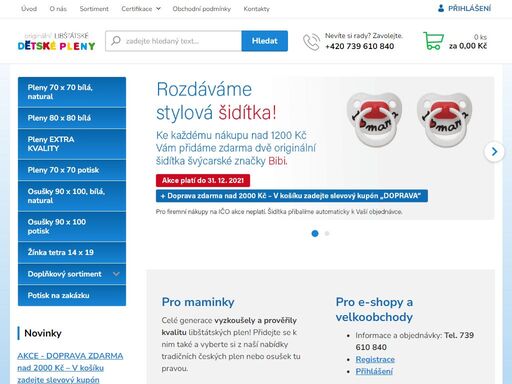 distribuce látkových bavlněných plen, česká výroba s tradicí, opravdové české pleny z libštátu
