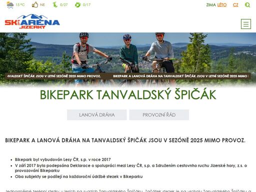 informace o bikerparku na tanvaldském špičáku.