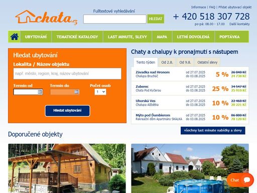 rezervujte si chatu či chalupu rychle a bez starostí. v nabídce máme chaty a chalupy k pronajmutí v české republice i na slovensku.