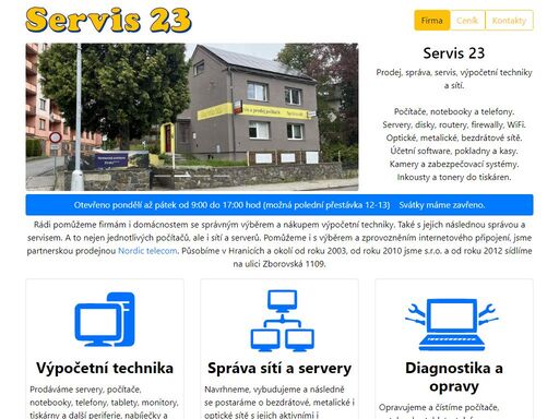servis výpočetní techniky, opravy pc hranice, počítačové sítě, počítač, notebook, periferie.