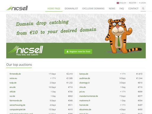easily & quickly from 10 € to your desired domains with nicsell. simple payment with paypal. free registration. no risk.