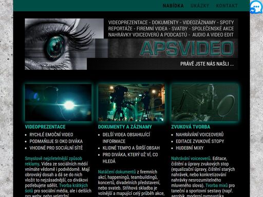 videoprezentace - dokumenty - reportáže - videozáznamy - spoty - firemní videa - audiovideo editing - audiovizuální tvorba ...