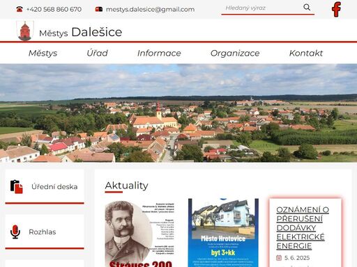 oficiální stránky městysu dalešice