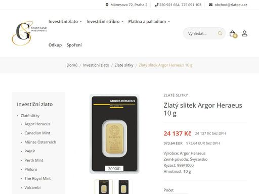 investiční zlaté slitky a mince, aktualizace cen každou minutu, ověřeno zákazníky • 100 %
