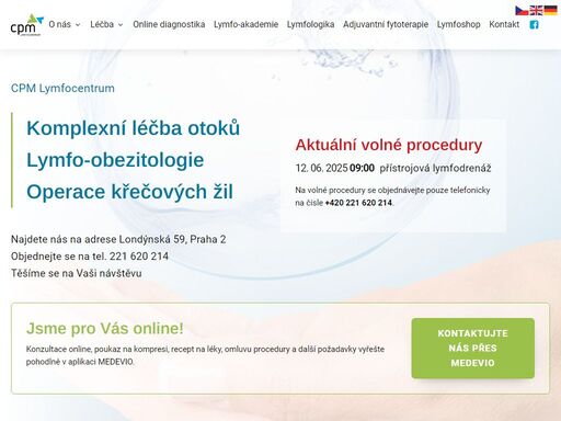 patříme k největším českým a evropským ambulantním lymfocentrům. věnujeme se prevenci a léčbě nemocí, které souvisejí s lymfatickou a žilní nedostatečností a s poruchami metabolismu podkožní tukové tkáně.