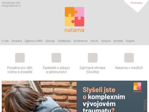 natama - institut rodinné péče. nestátní odborná organizace poskytující specializované služby v oboru rodinného poradenství, terapie a vzdělávání pro zájemce o adopci a pěstounskou péči, dále pro náhradní i biologické rodiny, děti, dospělé a odborníky.