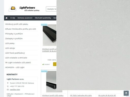 ledprofesional,light partners,velkoobchodní prodej led profily a příslušenství,led pásky,led osvětlení
