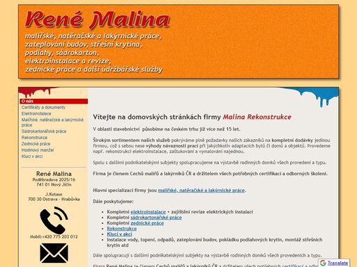 www.malinarekonstrukce.cz
