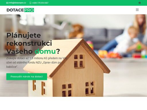 pomáháme získat dotace na rekonstrukci domů a bytů. zjednodušte si cestu k financování oprav, zateplení nebo modernizace. s námi snadno zvýšíte hodnotu a energetickou úspornost vaší nemovitosti.