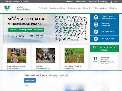 hlavní webové stránky fakulty tělesné kultury univerzity palackého v olomouci