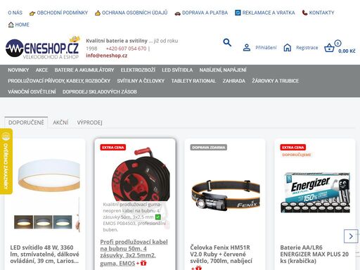 eneshop.cz - váš partner pro baterie a svítilny energizer, duracell, eneloop, fenix, panasonic, nitecore, varta, philips, skross, solight a emos. od roku 1998.
