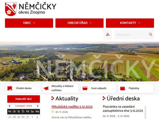 obec němčičky, obecní úřad, úřední deska oficiální stránky obce němčičky
