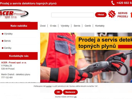 prodej a servis detektorů topných plynů