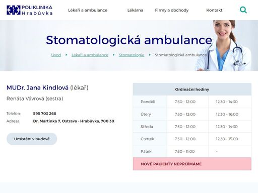 stránky soukromé polikliniky v ostravě - hrabůvce