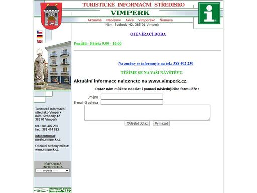 aktuality, nabídka infocentra, přehled akcí, výlety, ...
