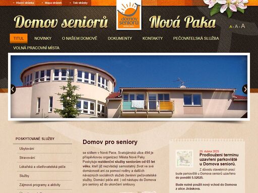 domov pro seniory nová paka poskytuje rezidenční služby seniorům od 65 let. ústav sociálních služeb nová paka též zabezpečuje terénní péči pečovatelskou službou. 