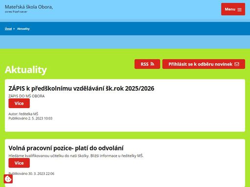prezentace školky na www. informace pro rodiče.