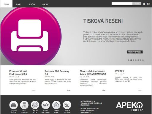tisková řešení, čárové kódy, sítě, servery, vývoj software, obalové materiály, it outsourcing, zabezpečení objektů, kamerové systémy