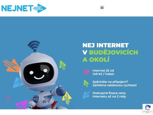 nej internet v budějovicích a okolí internet již od 149 kč / měsíc spěcháte na připojení? zařídíme raketovou rychlostí dostupná fixace ceny internetu až na 2 roky nejrychlejší internet nejlepší cena kde chcete připojit? bezkonkurenční internet bezdrátový i po optických kabelech české budějovicerychlý bezdrátový internet adamov / blansko / bohouškovice / české budějovice / dobechov / horní