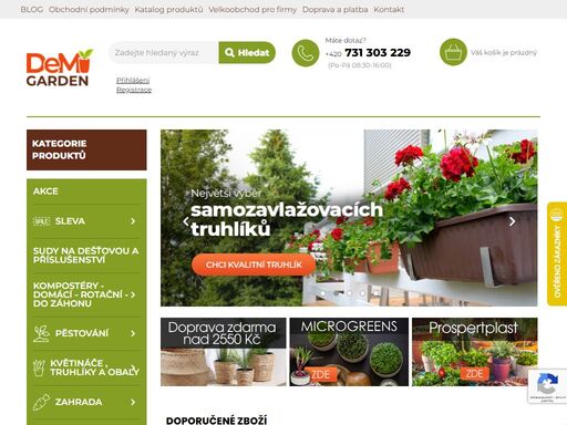 velkoobchod a e-shop se zahrádkářskými potřebami. truhlíky, samozavlažovací truhlíky, květináče, konve, semínka, závěsné květináče, obaly, imitace ratanu, vše pro orchideje, dřevěné truhlíky, hřbitovní mísy a vázy, košíky na cibuloviny, netkané textilie, krmítka, hnojiva a postřiky a další potřeby pro zahrádkáře.