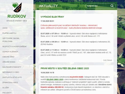 oficiální internetové stránky obce rudíkov na vysočině. obec rudíkov se nachází uprostřed malebné krajiny přírodního parku třebíčsko. rudíkov se nachází přibližně v polovině cesty mezi velkým meziříčím a třebíčí.