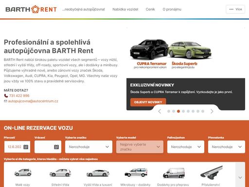 autopůjčovna barth rent – vozy všech tříd, off-road, sportovní vozy, dodávky i mikrobusy. vždy pouze nové a zánovní vozy. sídlíme v pardubicích a hradci králové.