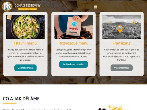 pochutnejte si na poctivých domácích těstovinách! jsme restaurace na praze 3 s více než 10 letou tradicí. v naši nabídce máme speciální a stálé menu, bohatý výběr omáček a týdenní speciality. rozmlsejte se u nás nebo si nechte dovést jídlo domů přes naše partnery.