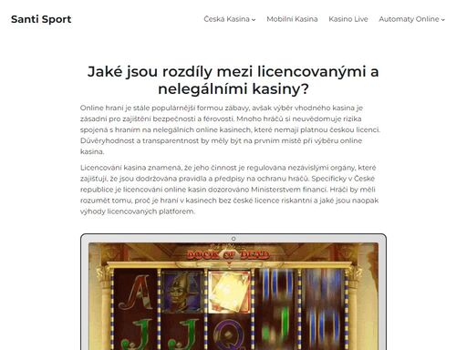 objevte svět online kasin s blogem santi sport. přečtěte si recenze nejlepších českých online kasin, získejte informace o největších bonusech a objevte nejzajímavější hry. s našimi radami a tipy budete hrát s jistotou a využijete maximální výhody. nenechte si ujít žádnou příležitost a získejte nejlepší zážitek z online hazardu!