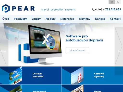 softwarová firma pear s.r.o. se již 25 let specializuje na rezervační systémy pro cestovní kanceláře, které sama vyvíjí. dodávané rezervační systémy firmy pear jsou v desítkách cestovních kanceláří úspěšně implementované, provozem prověřené, odzkoušené a jsou rutinně využívány.