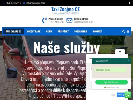 taxi znojmo cz je k dispozici pro své zákazníky non-stop, a tak můžete objednávat 24 hodin denně, 7 dní v týdnu...taxi znojmo cz...