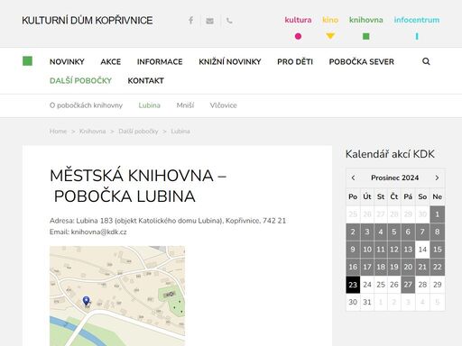 kulturní portál města kopřivnice – koncerty, divadlo, knihovna, informační centrum...