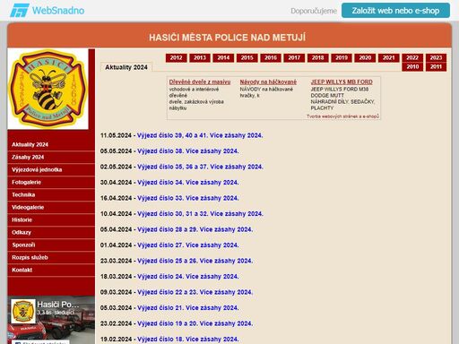 oficiální stránky hasičů police nad metují