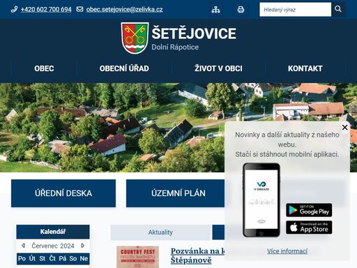 oficiální stránky obce šetějovice