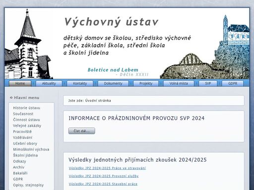 oficiální stránky výchovného ústavu a dětského domova se školou boletice nad labem; stránky střediska výchovné péče děčín, základní školy, střední školy a školní jídelny. 