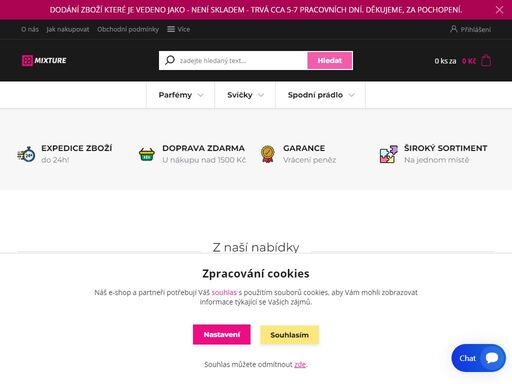 mixture.cz je e-shop který stojí za to navštívit, prodáváme velkou škálu zboží takže si vybere opravdu každý. mezi naše hlavní trháky patří parfémy s 18-22% vonných esencí inspirovány světovými vůněmi. přijďte si koupit jeden i vy!